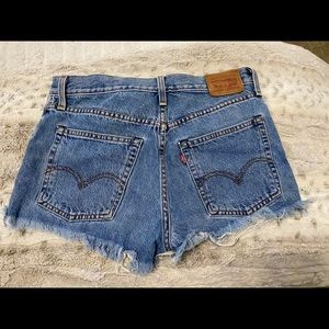 Levi's Blue High-Waist Cutoff Jean Shorts
